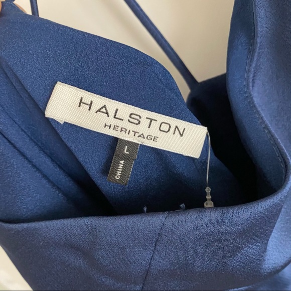 Halston Heritage Sleeveless Maxi Dress Blue - Picture 4 of 5